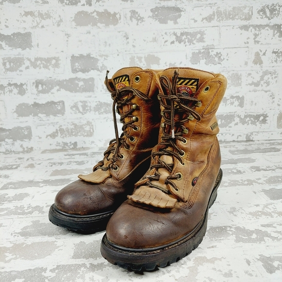 Justin Boots Brown Distressed Leather Gore-Tex Lace Up Ankle Boots E681 main image 13